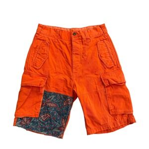 Rugby Orange Cargo Shorts Men's Size 32 Patchwork Distressed Casual Summer‎